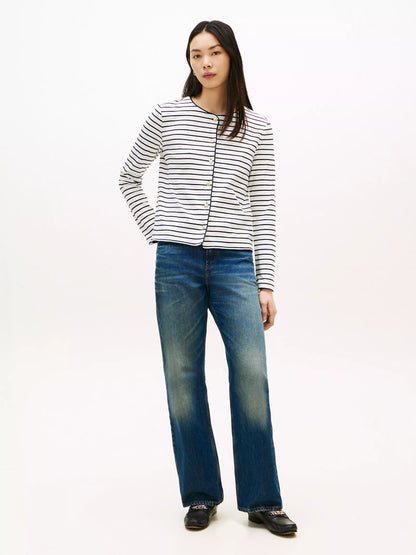 Ivory Silk / Navy Stripe