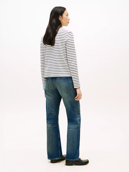 Ivory Silk / Navy Stripe
