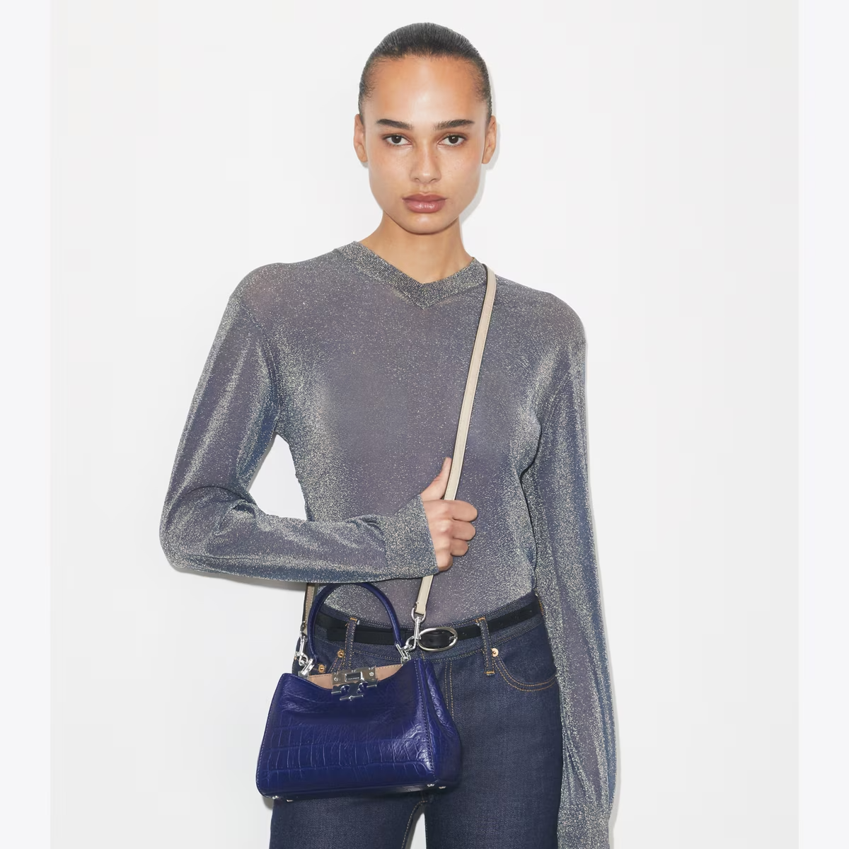 MINI ELEANOR SOFT CROC-EMBOSSED SATCHEL