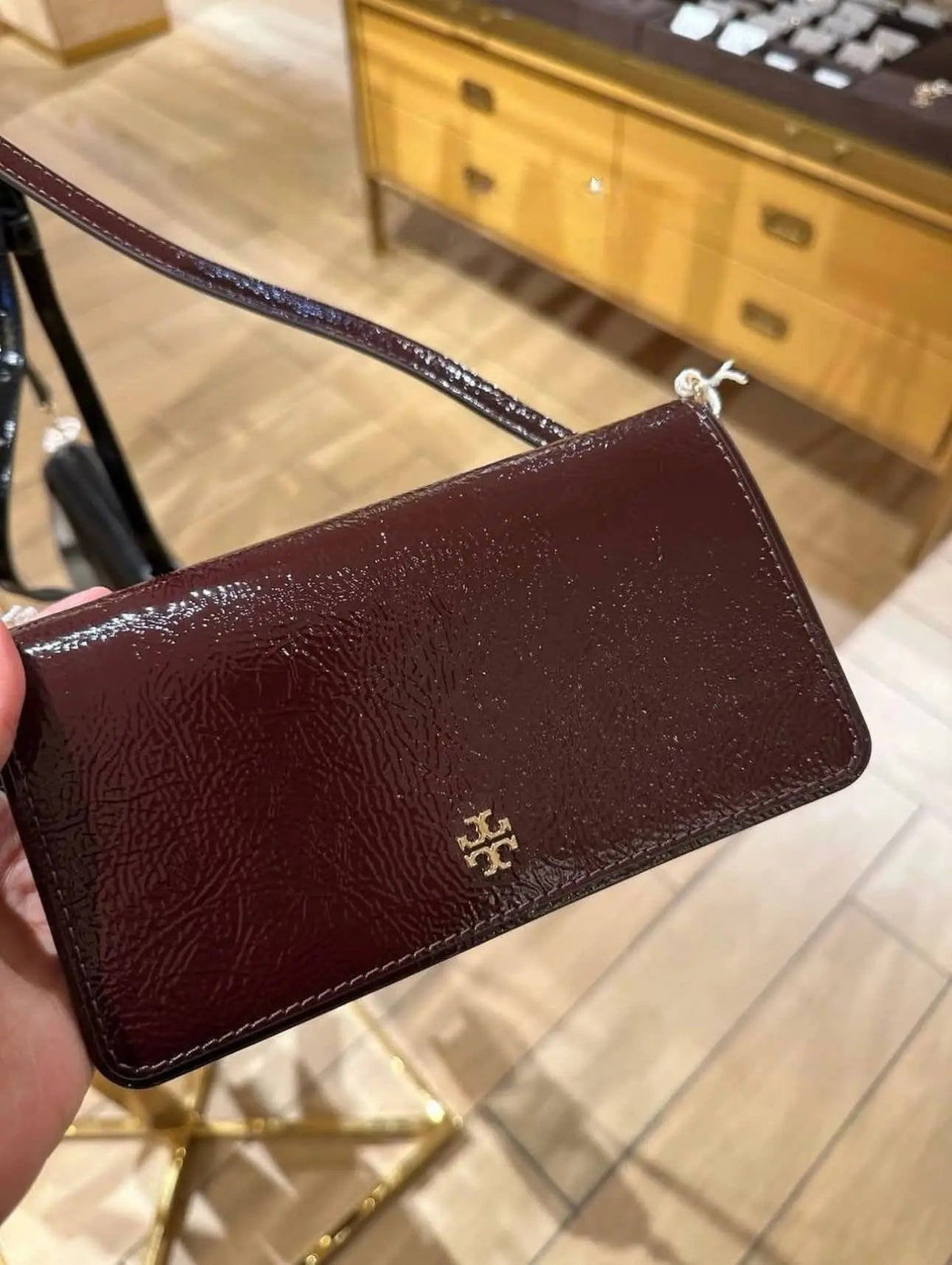 Tory Burch Emerson Patent Leather Chain Wallet Crossbody