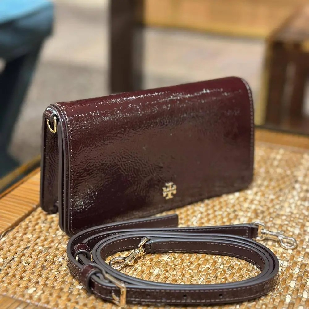 Tory Burch Emerson Patent Leather Chain Wallet Crossbody