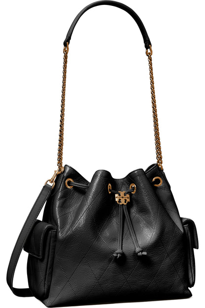 Charlie Quilted Leather Drawstring Shoulder Bag