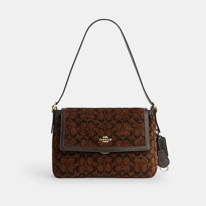 Coach Eliza Shoulder Bag In Signature Canvas/Velvet