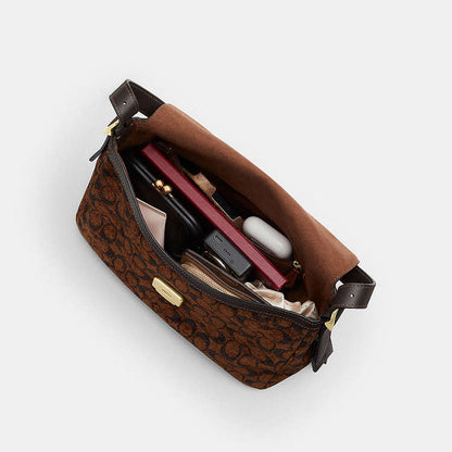 Coach Eliza Shoulder Bag In Signature Canvas/Velvet